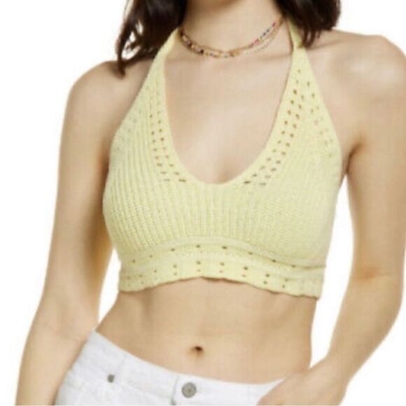 BP‎ XL NWT yellow lemonade halter sweater tie back cropped tank - Picture 1 of 6